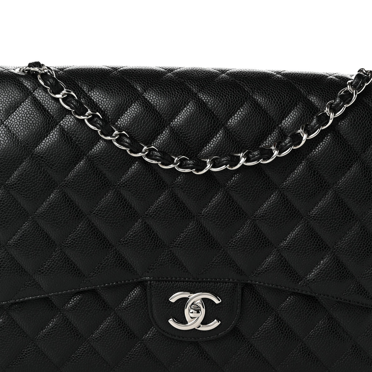 Caviar Quilted Maxi Double Flap Black