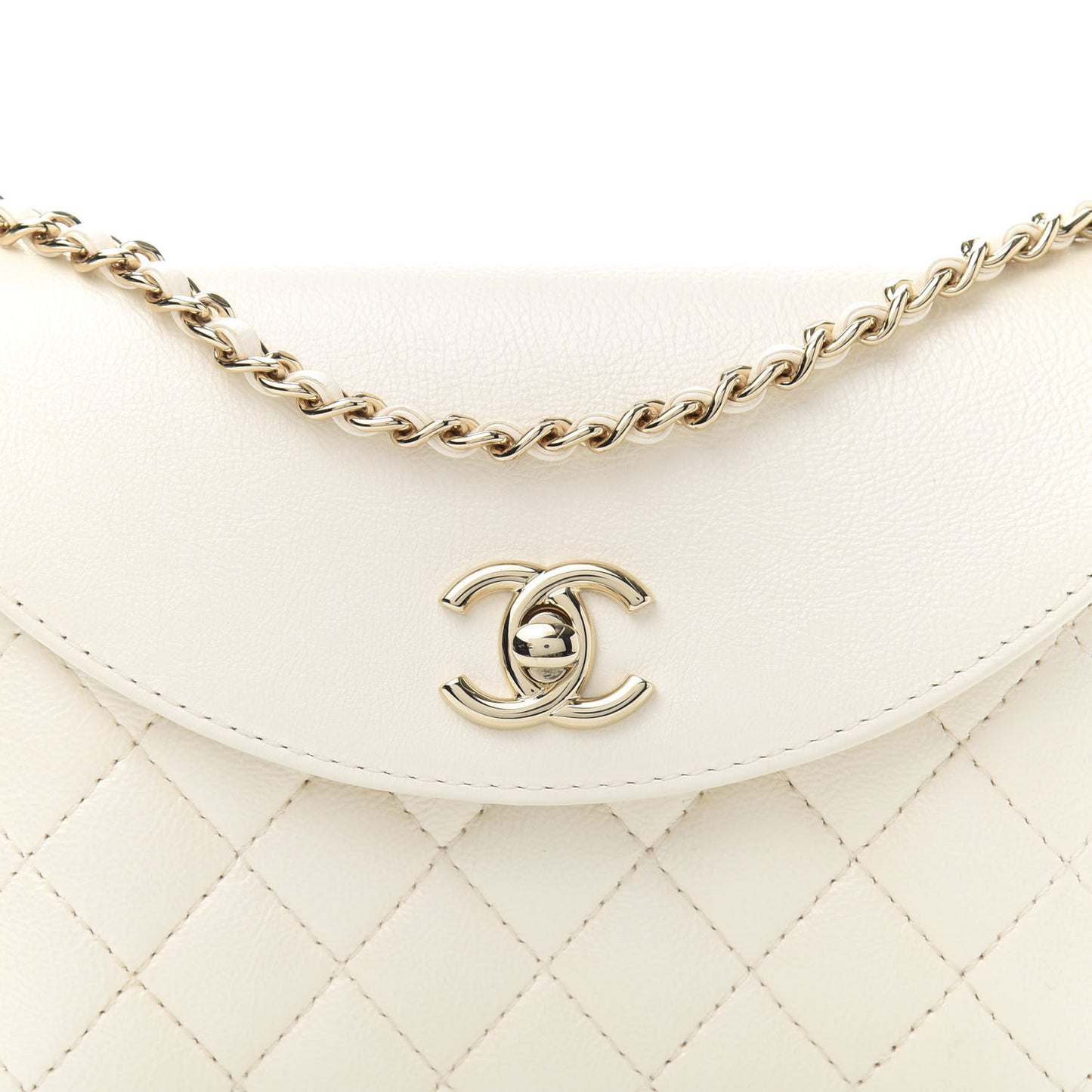 Calfskin Quilted Smart Pocket Crossbody Bag White
