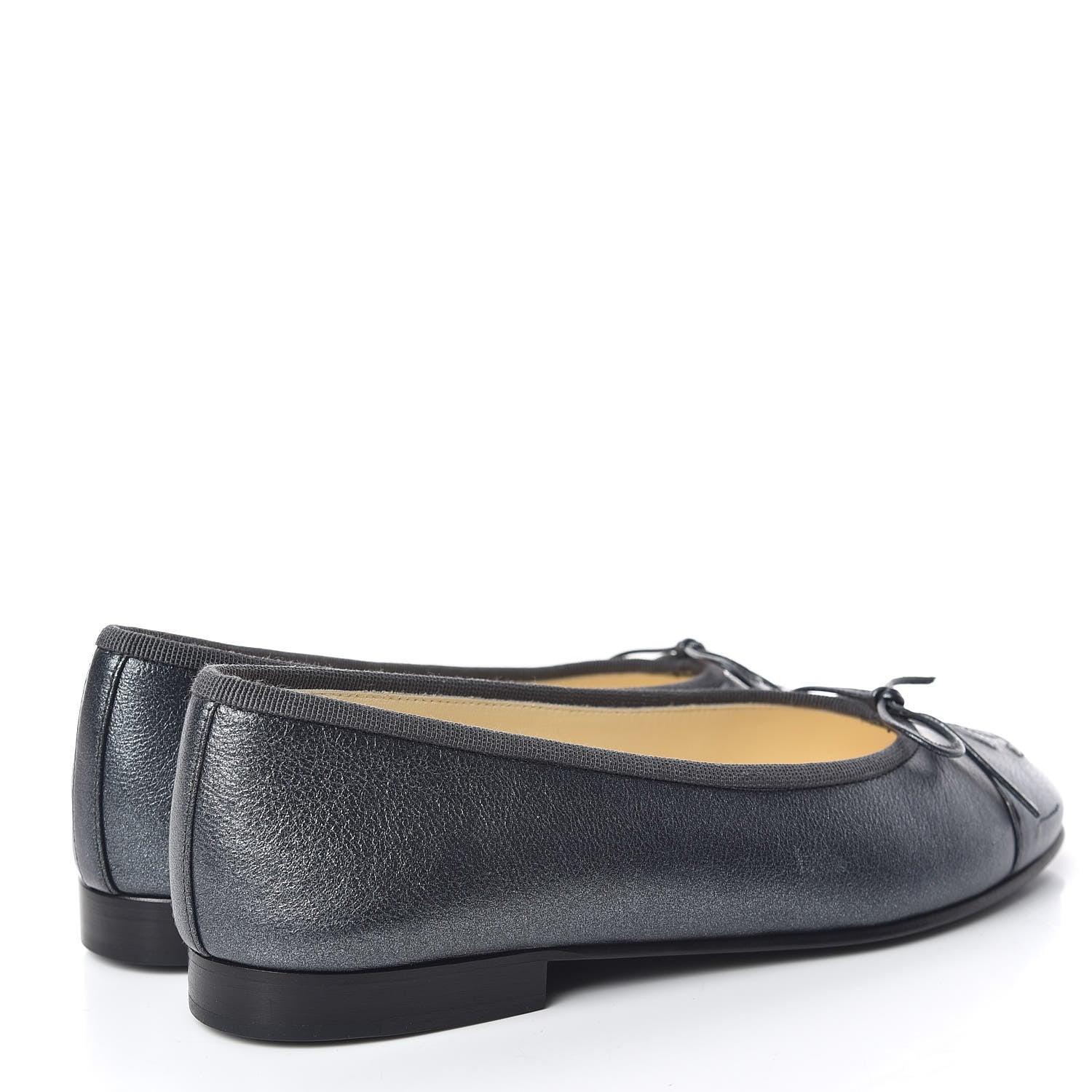 Chanel Metallic Lambskin CC Cap Toe Ballerina Flats 35.5 Argent 4 of 8