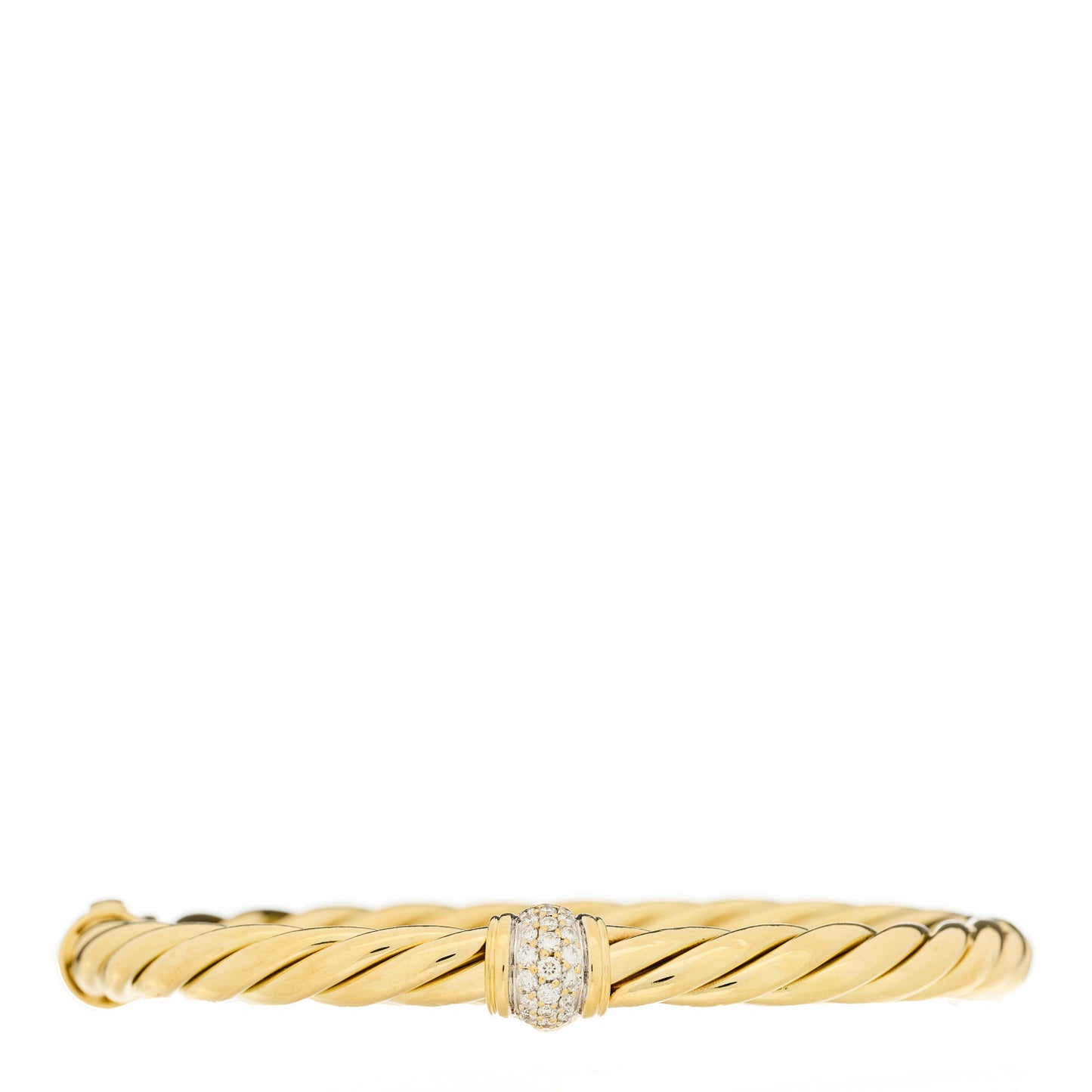 18K Yellow Gold Diamond 6mm Cable Station Hinge Bracelet