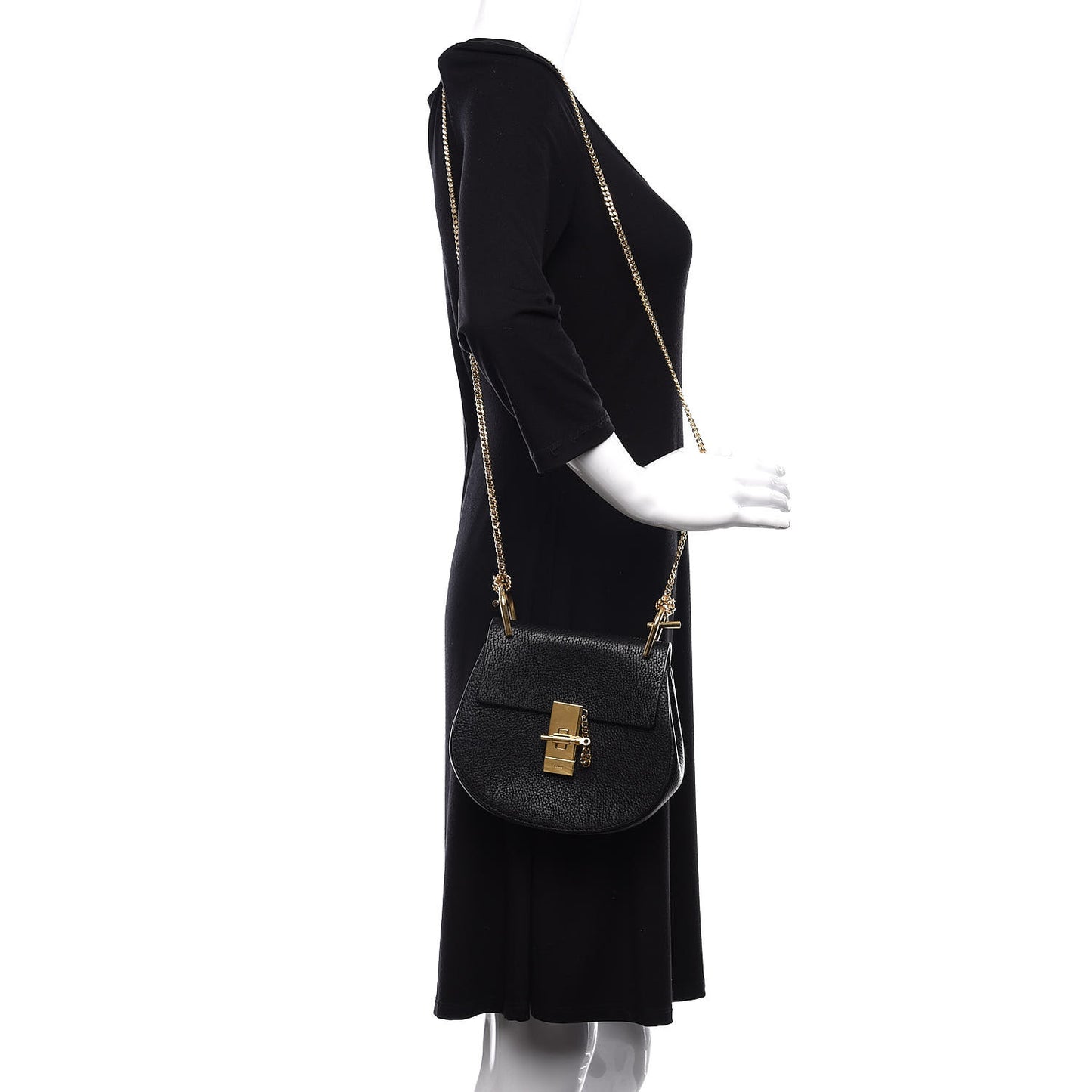 Grained Lambskin Mini Drew Shoulder Bag Black