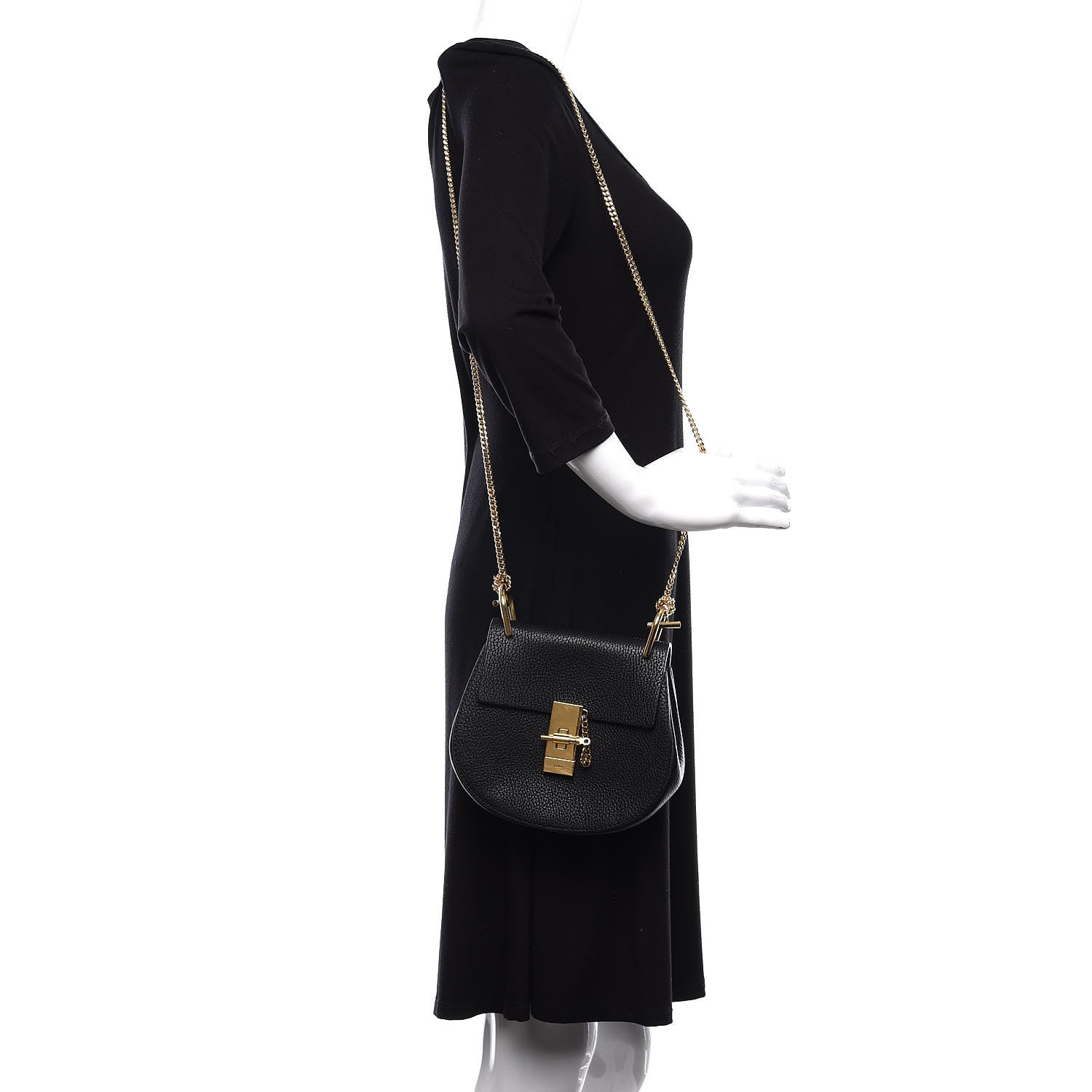 Chloe Grained Lambskin Mini Drew Shoulder Bag Black 2 of 9