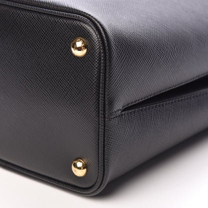 Prada Saffiano Cuir Medium Panier Bucket Bag Black Fuoco 9 of 9