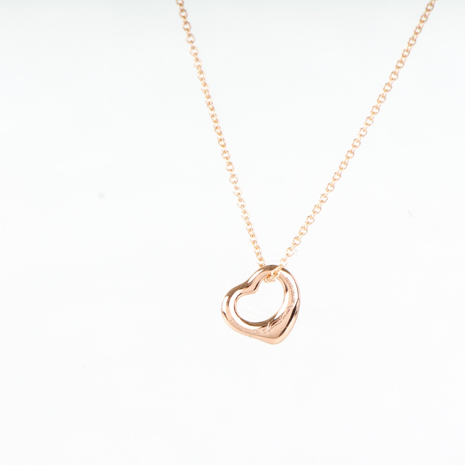 Tiffany 18K Rose Gold Elsa Peretti Open Heart Necklace 4 of 9