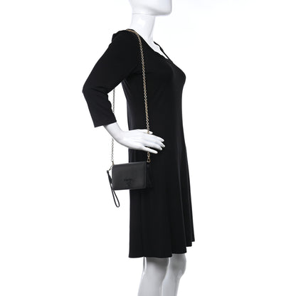 Prada Saffiano Metal Mini Flap Crossbody Wristlet Bag Black 2 of 8