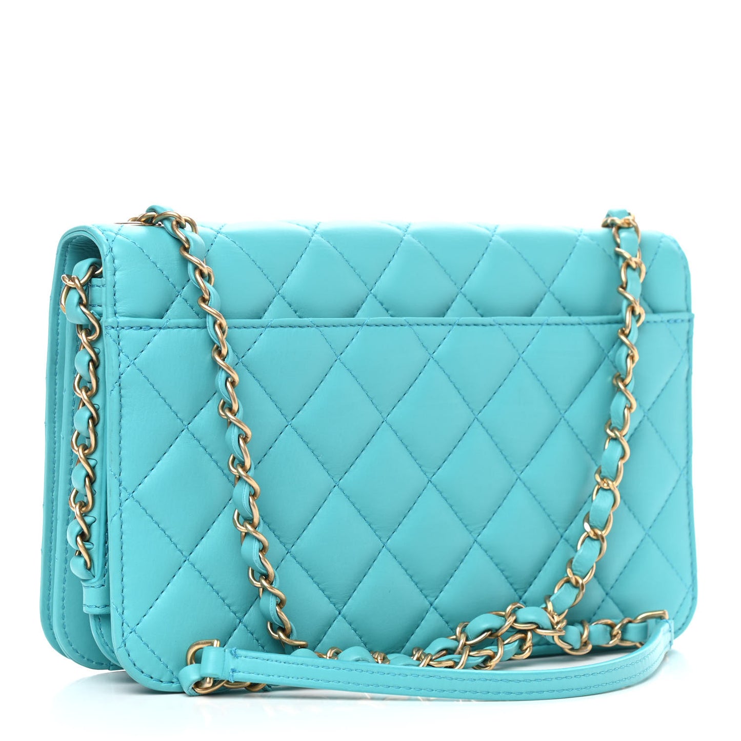 Calfskin Quilted Medium Everyday Chic Single Flap Turquoise