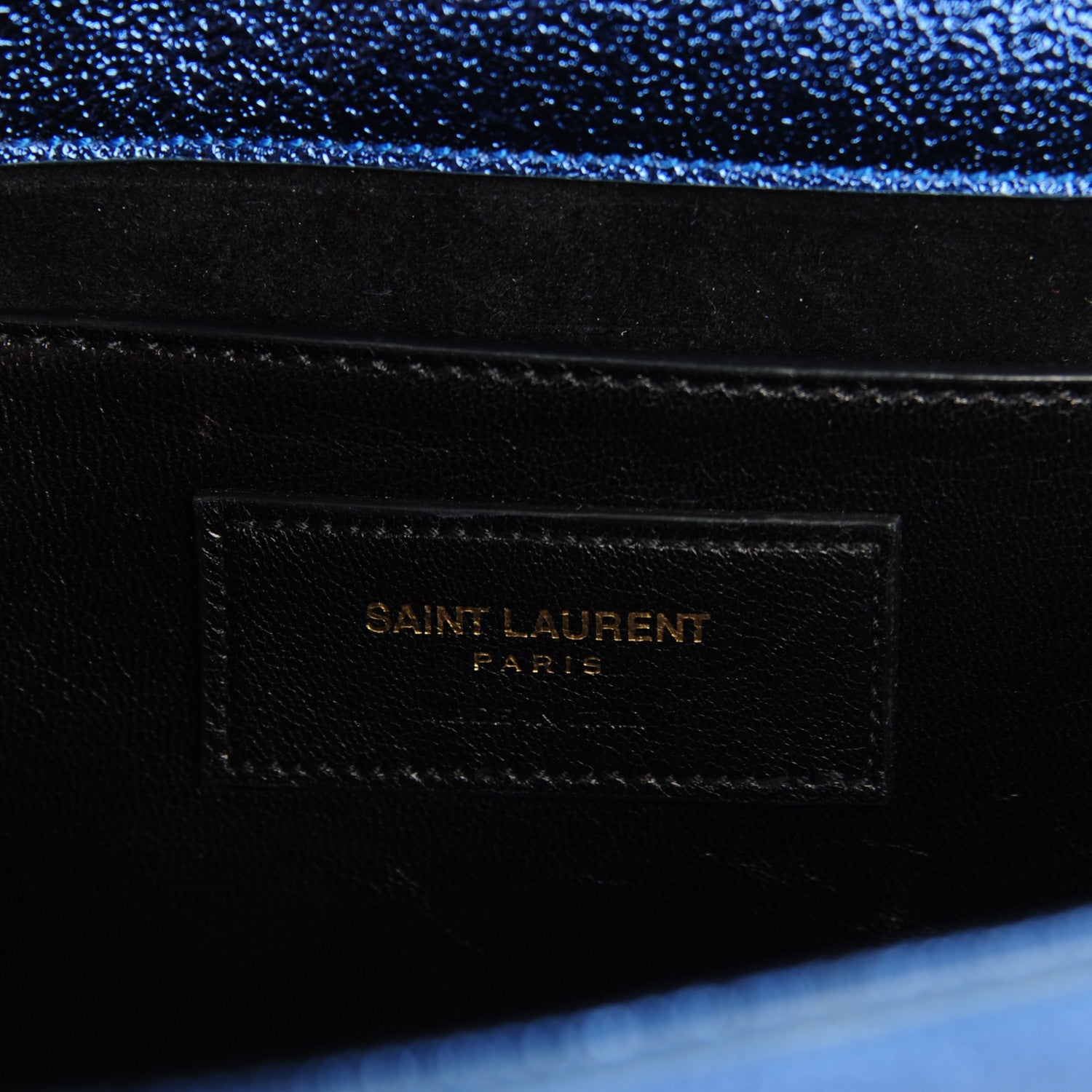Saint Laurent Textured Patent Calfskin Classic Monogram Clutch Royal Blue 6 of 7
