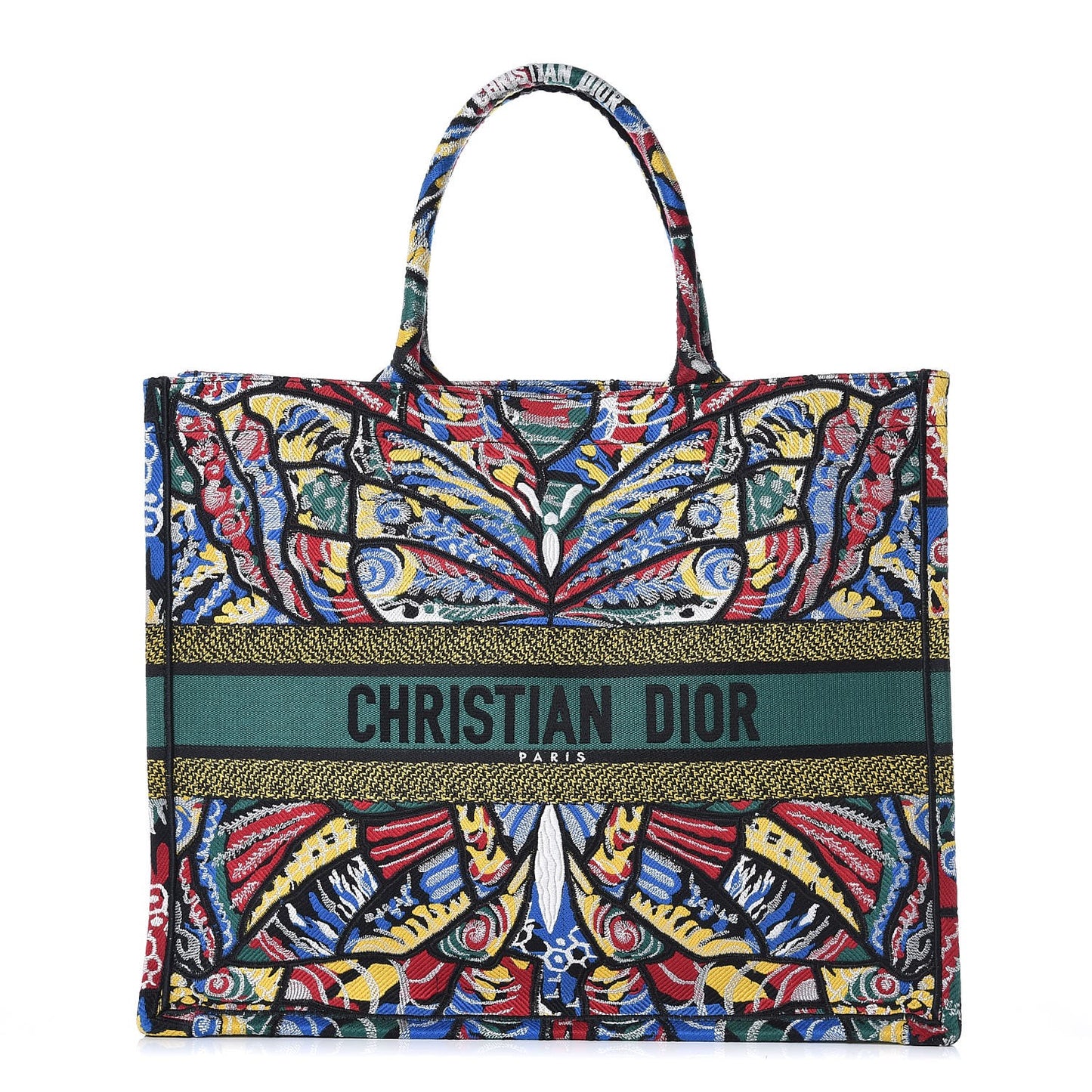 Canvas Embroidered Butterfly Book Tote Black Multicolor