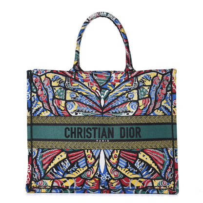 Christian Dior Canvas Embroidered Butterfly Book Tote Black Multicolor 1 of 9