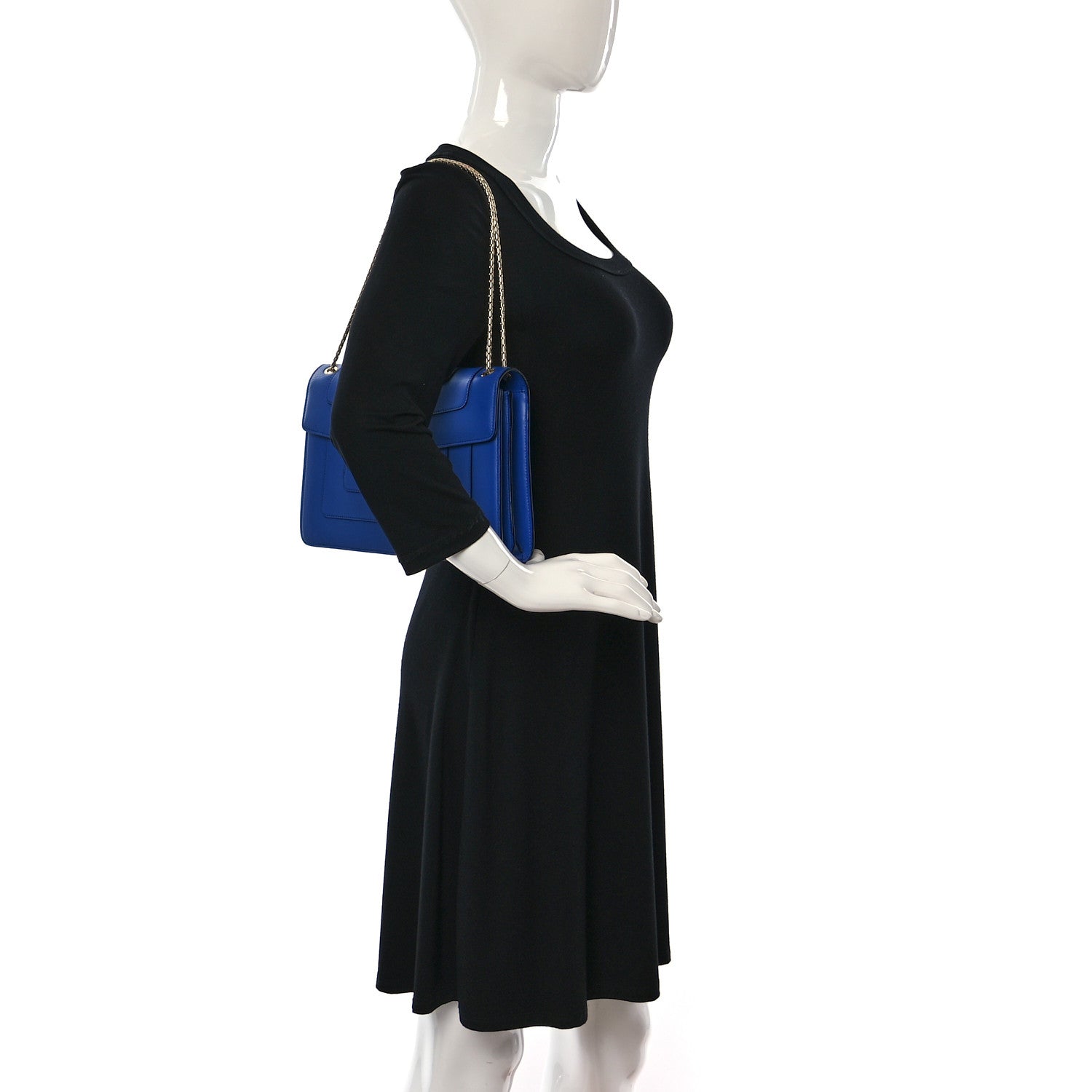 Bulgari Calfskin Serpenti Forever Shoulder Bag Blue 2 of 8