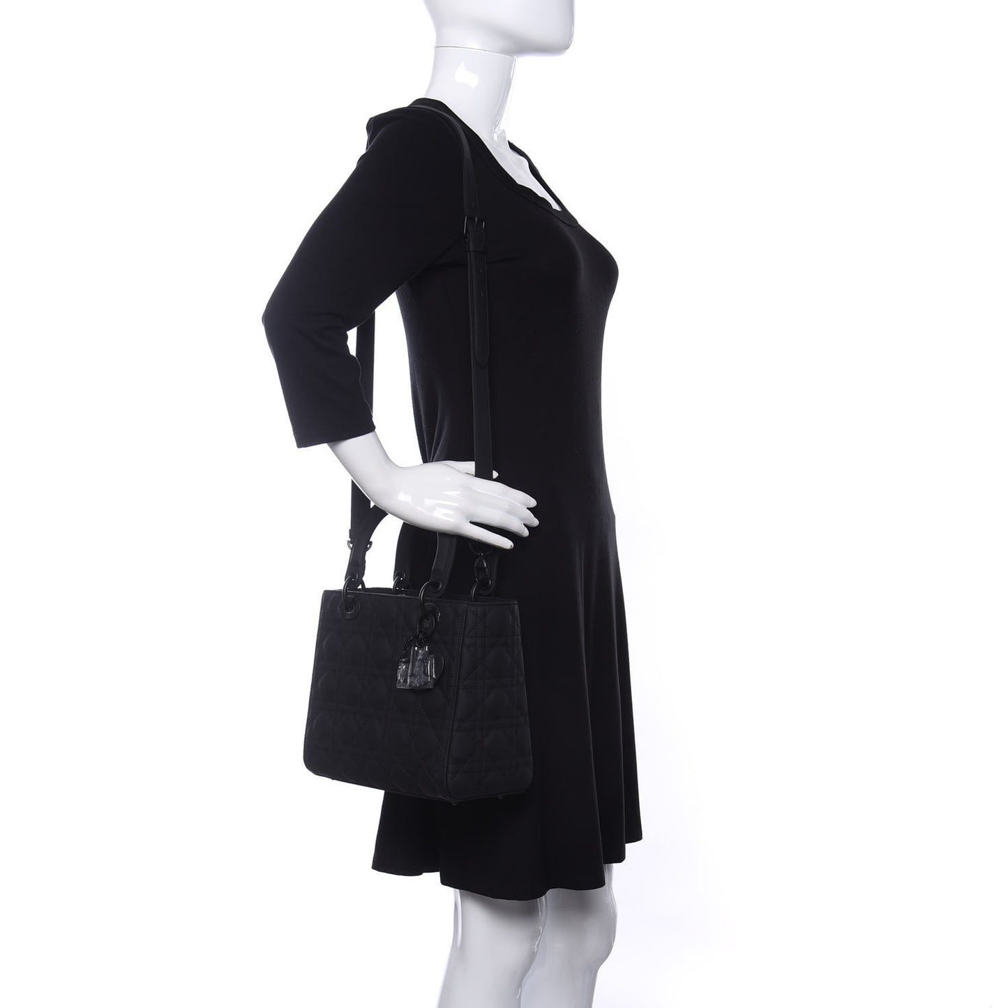 Ultra Matte Calfskin Cannage Medium Lady Dior Black