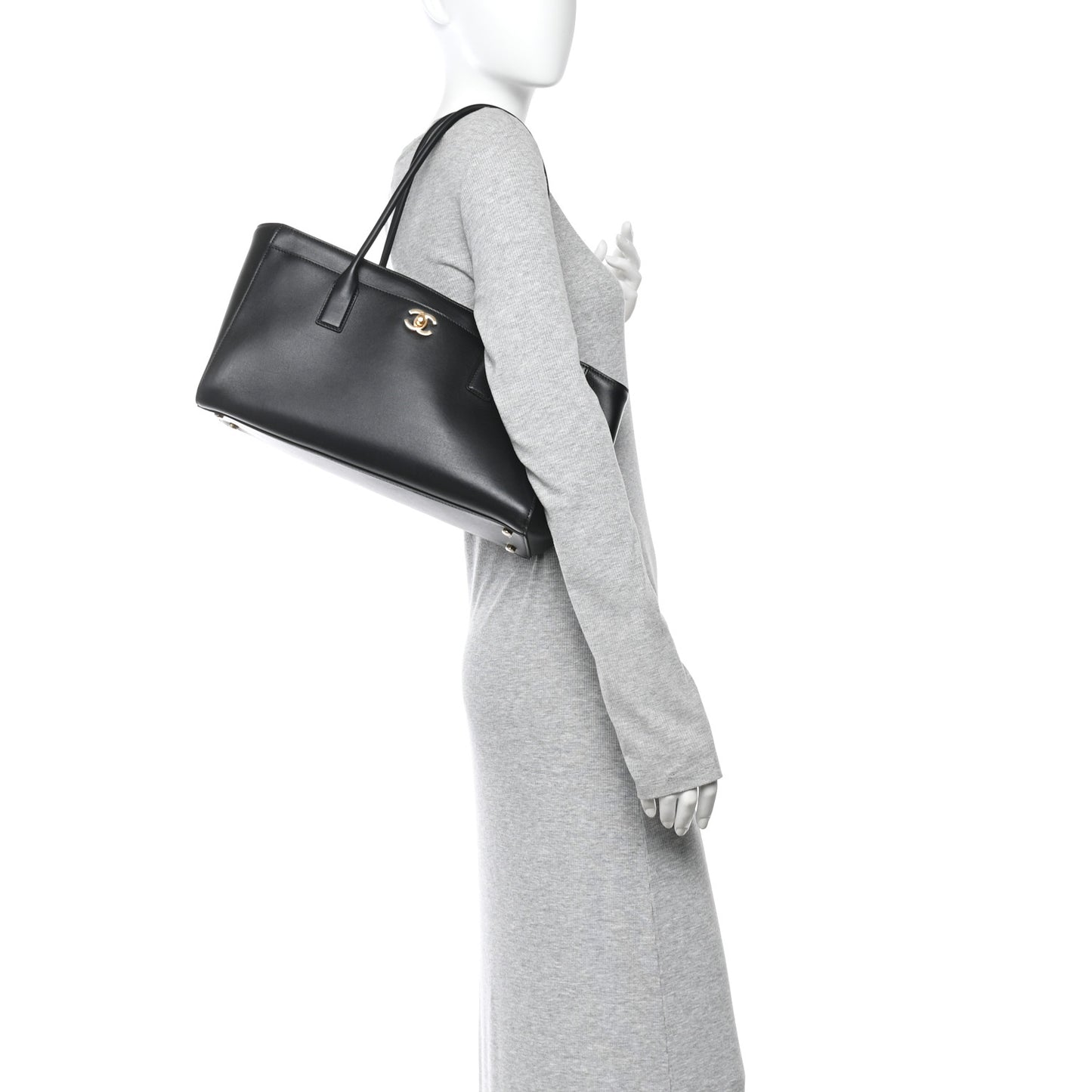 Calfskin Archetype Small Shopping Tote Black