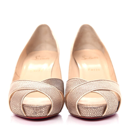 Christian Louboutin Suede Orlato Shelley 90 Pumps 38.5 Gold 2 of 11