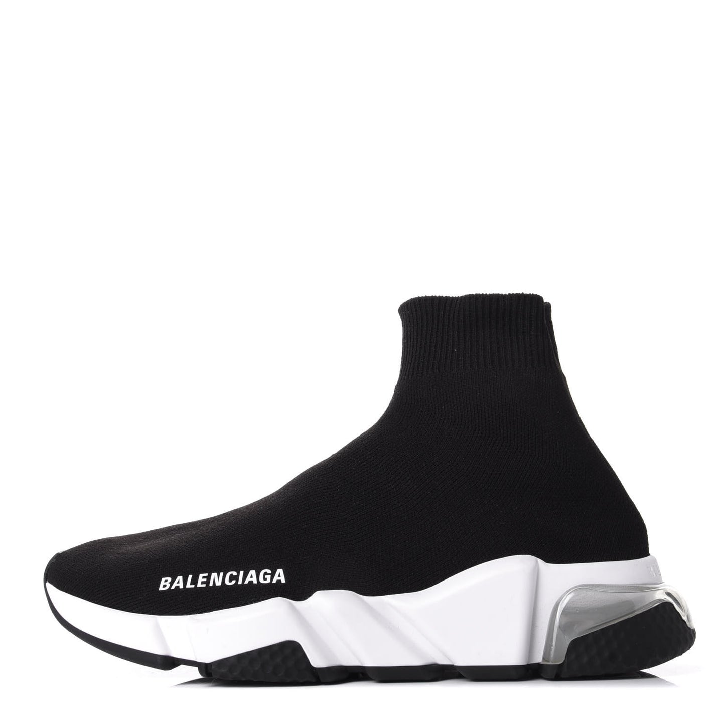 Neoprene Knit Womens Speed Clear Sole Sneakers 36 Black White