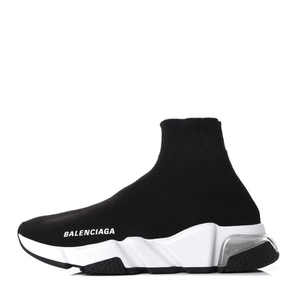 Balenciaga Neoprene Knit Womens Speed Clear Sole Sneakers 36 Black White 1 of 10