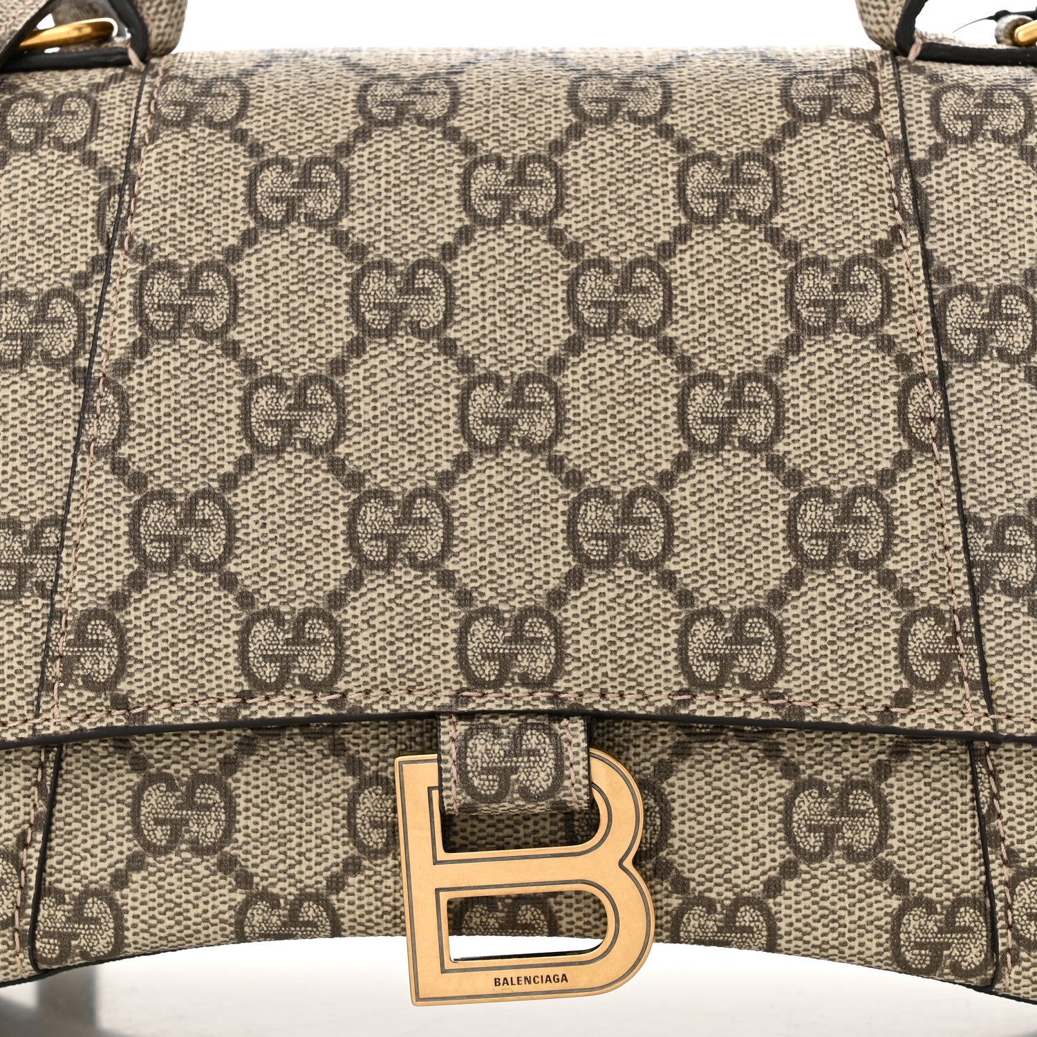 Balenciaga X GUCCI GG Supreme Monogram Small Hourglass Top Handle Bag Beige Ebony 8 of 11