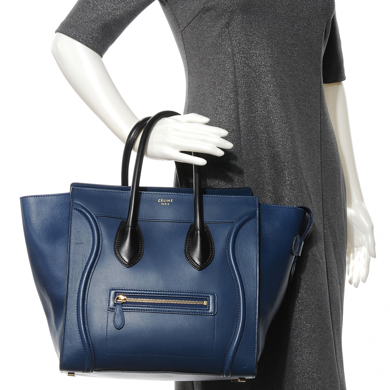 Celine Smooth Calfskin Mini Luggage Deepsea 2 of 8