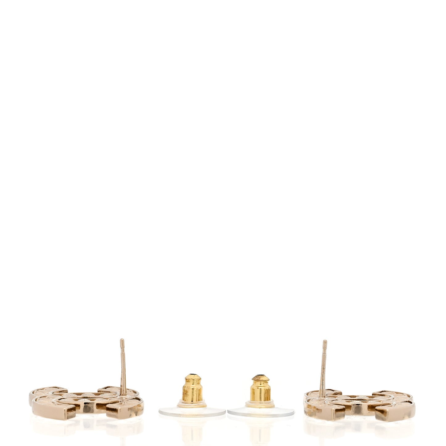 Large Strass Crystal CC Earrings Gold
