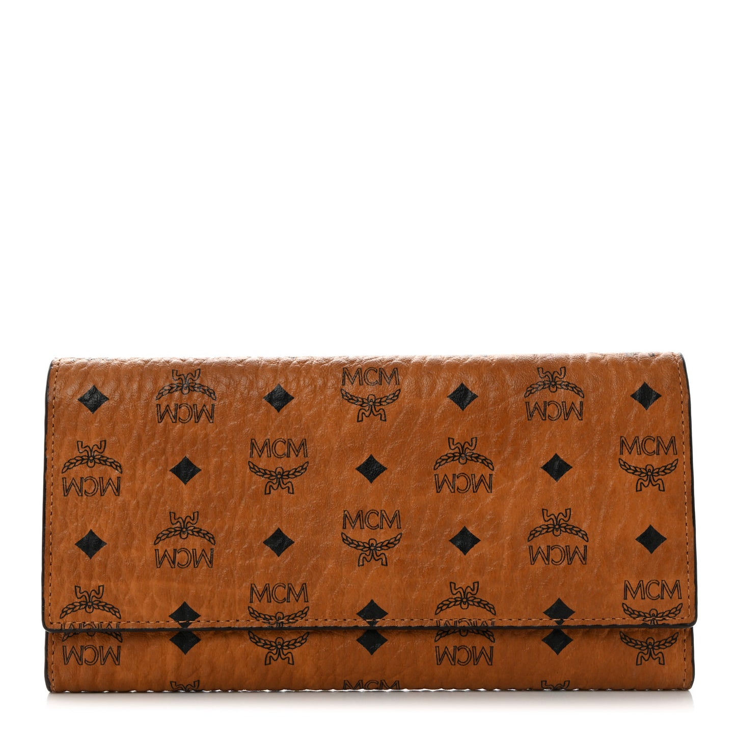 Visetos Large Trifold Flap Wallet Cognac