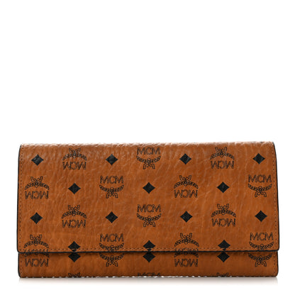 MCM Visetos Large Trifold Flap Wallet Cognac 1 of 8