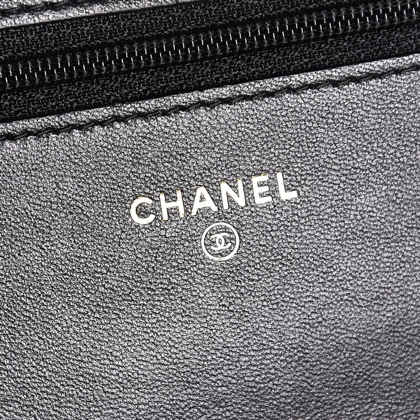 Lambskin Chevron Quilted Trendy CC Wallet On Chain WOC Black