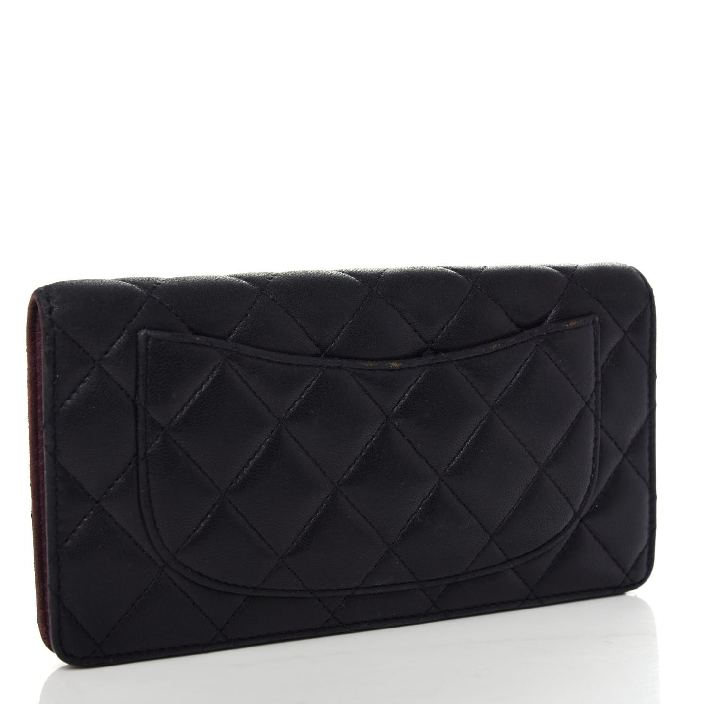 Lambskin Quilted Yen Wallet Black