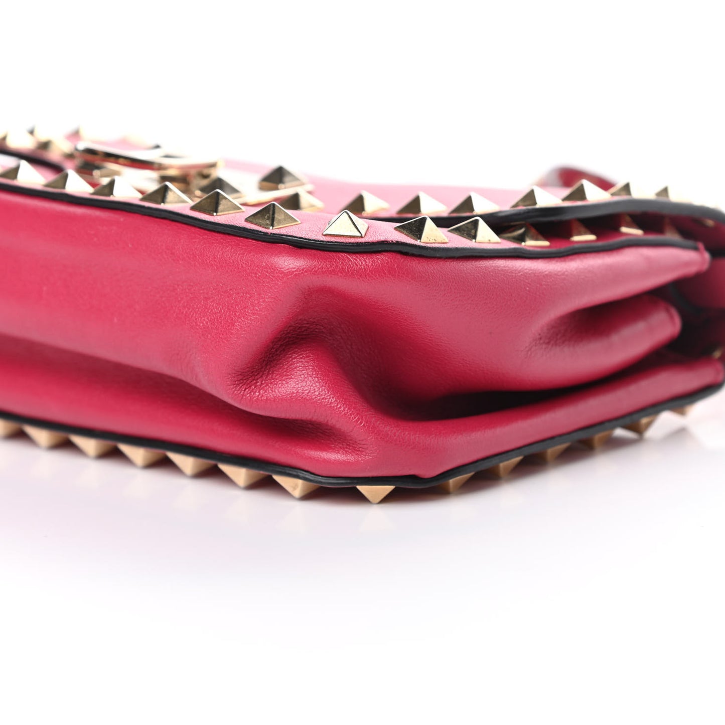 Vitello Mini Rockstud Flap Saddle Crossbody Bag Cyclamin