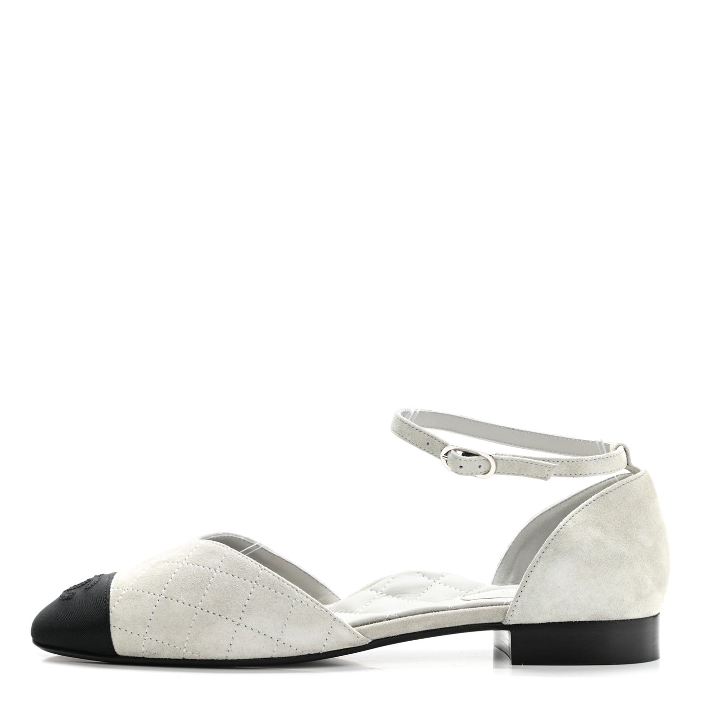 Suede Grosgrain Cap Toe CC Mary Jane Flats 40.5 Grey Black