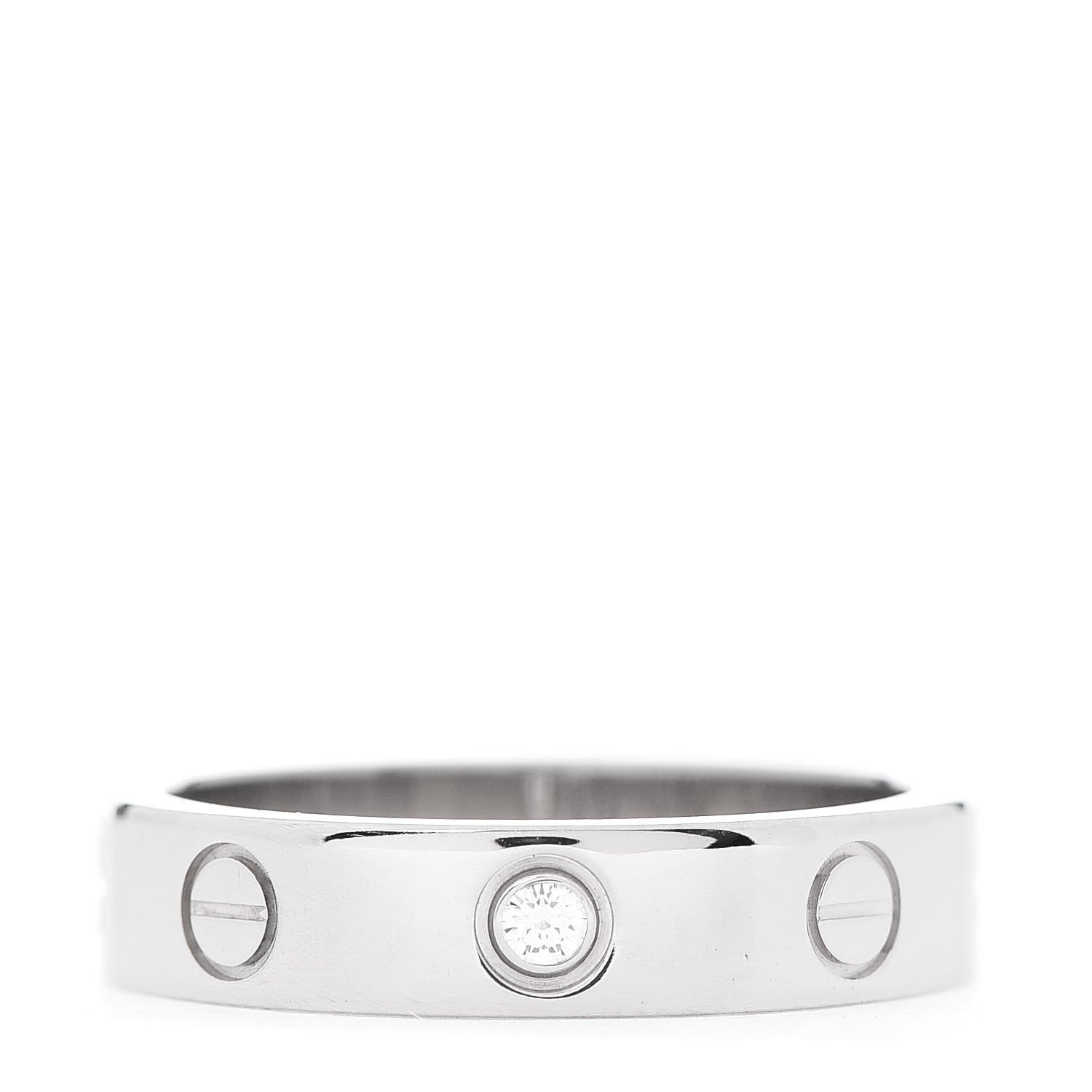 Cartier 18K White Gold Diamond 4mm LOVE Wedding Band Ring 50 5.25 1 of 4