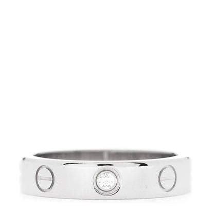 Cartier 18K White Gold Diamond 4mm LOVE Wedding Band Ring 50 5.25 1 of 4