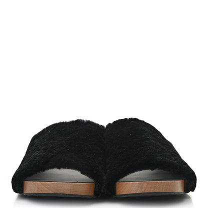 Chanel Rabbit Lambskin Fur Mules 37 Black 2 of 8