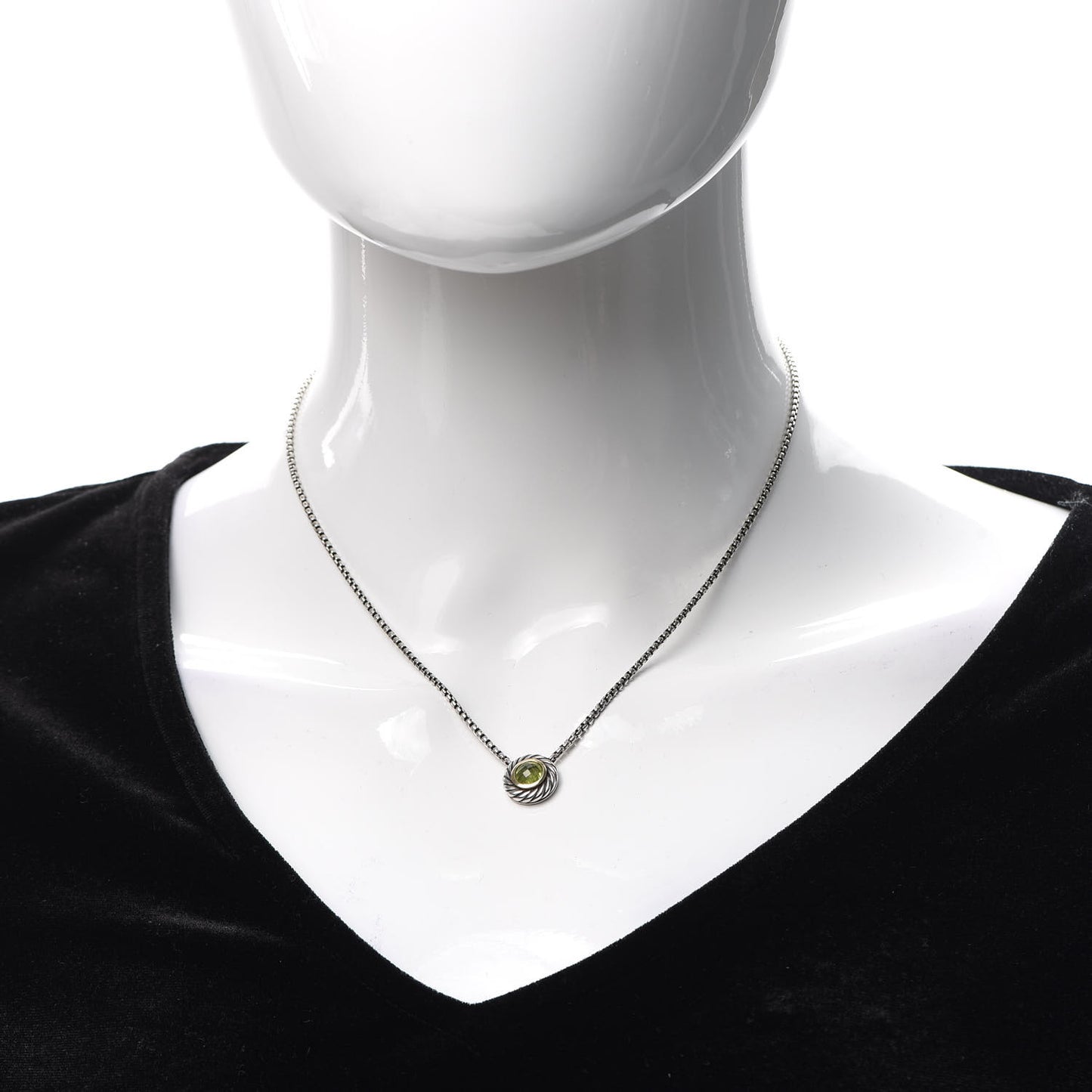 Sterling Silver 18K Yellow Gold Peridot Cookie Pendant Necklace