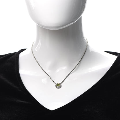 David Yurman Sterling Silver 18K Yellow Gold Peridot Cookie Pendant Necklace 2 of 5