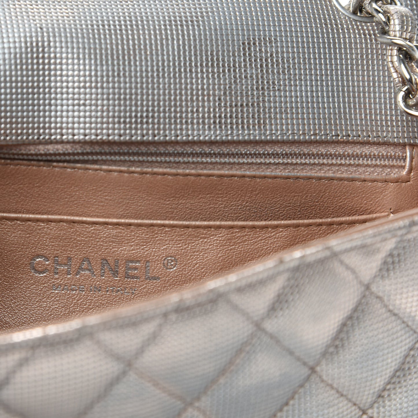 Metallic Calfskin Quilted Pixel Effect Mini Rectangular Flap Pinky Gold