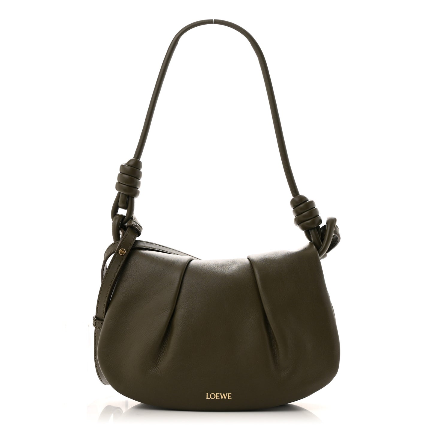 Shiny Nappa Calfskin Paseo Satchel Dark Khaki