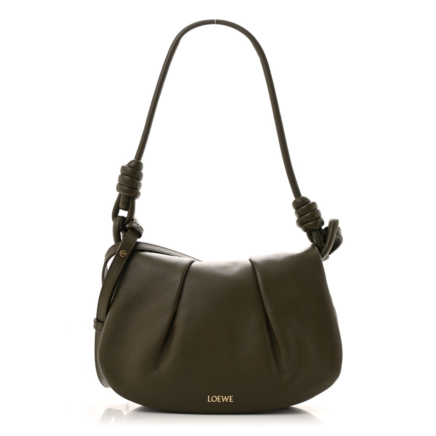 Loewe Shiny Nappa Calfskin Paseo Satchel Dark Khaki 1 of 9