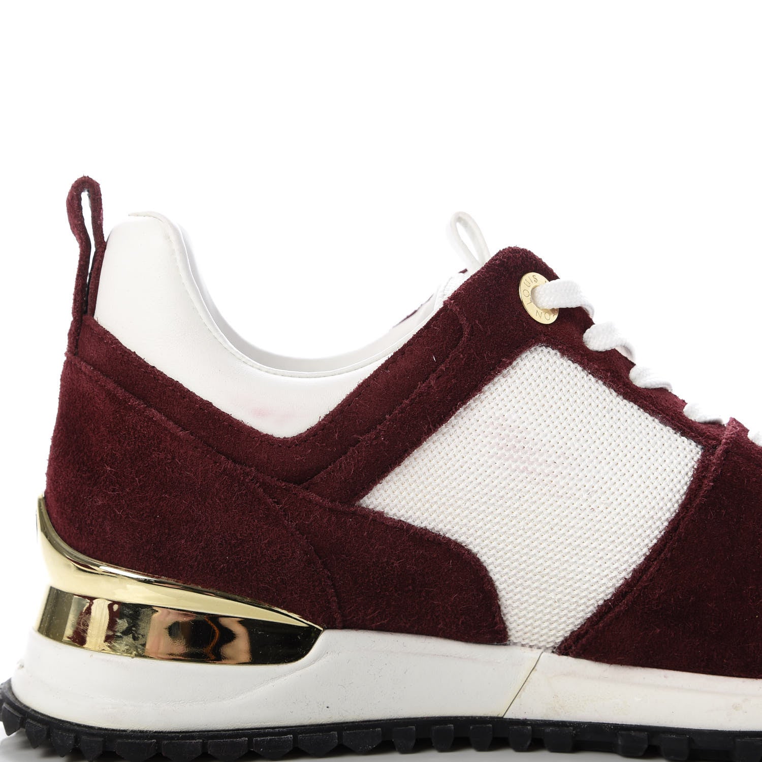 Louis Vuitton Suede Calfskin Run Away Sneakers 35 Burgundy White 10 of 11