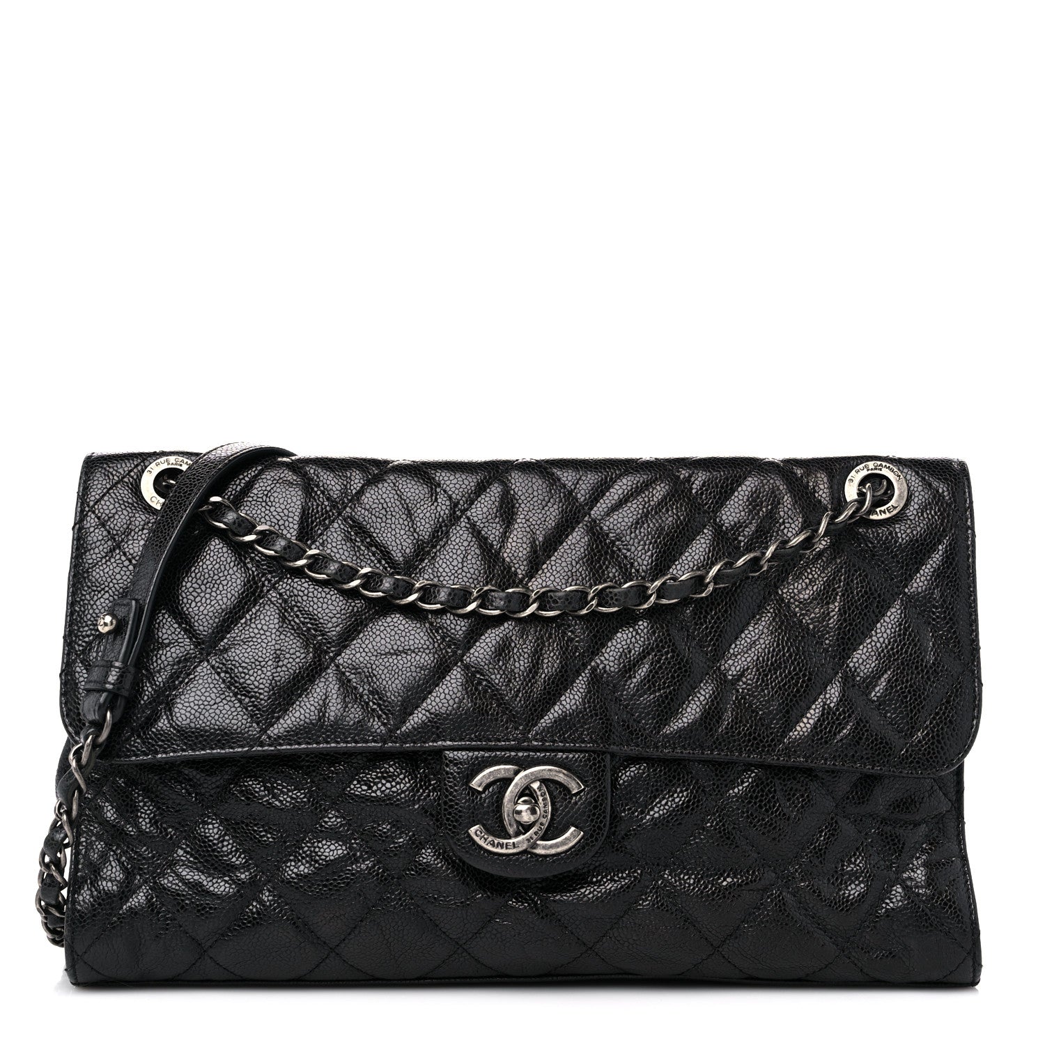 Chanel Crumpled Grained Calfskin Jumbo CC Crave Flap Black 1 of 15