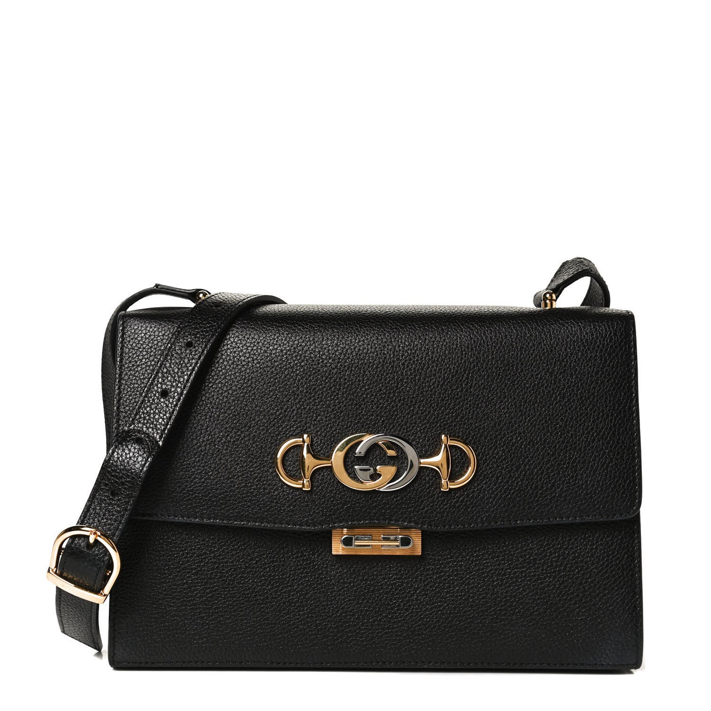 Grainy Calfskin Small Zumi Shoulder Bag Black