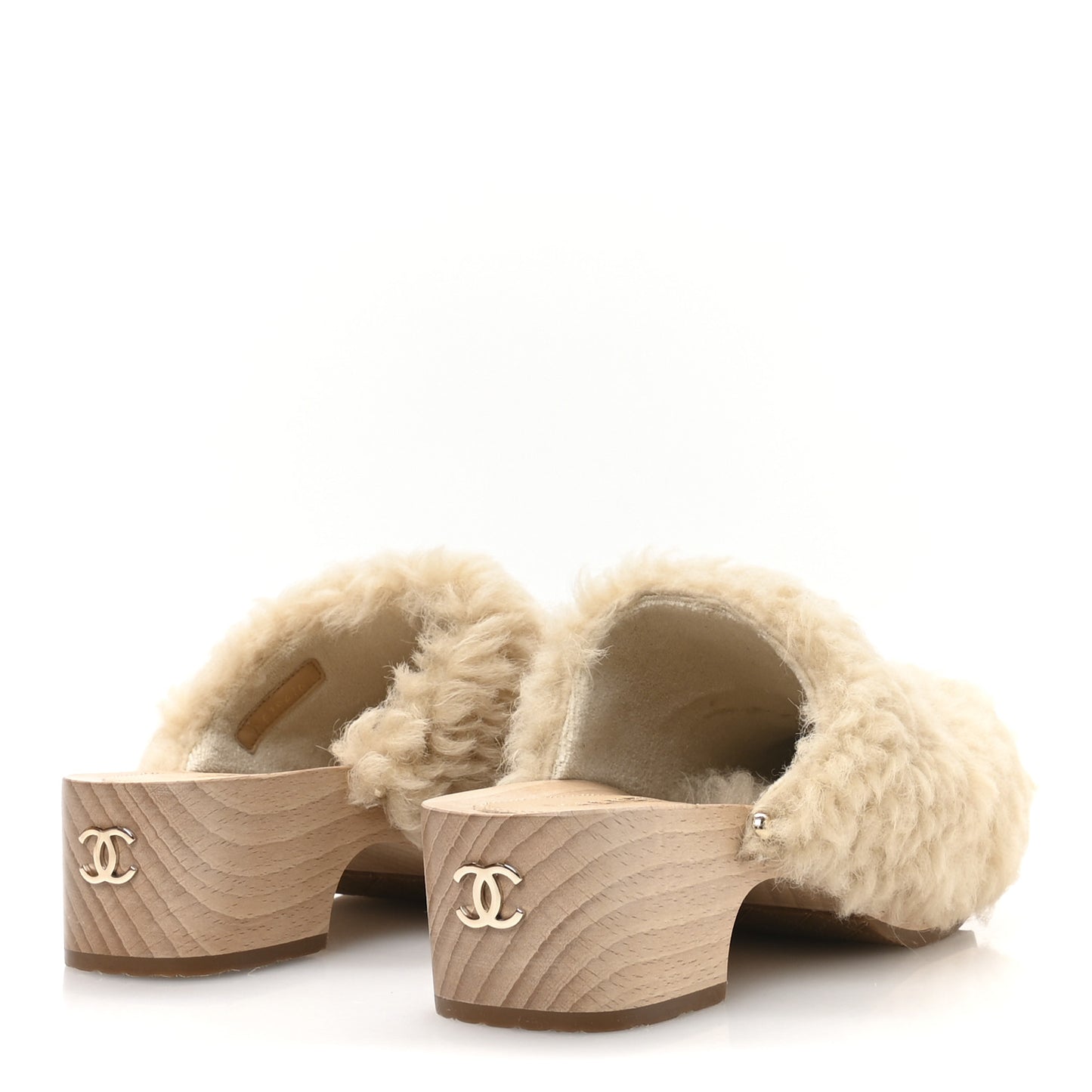 Shearling Lambskin Clogs 38 Beige