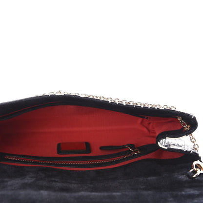 Christian Louboutin Watersnake Patchwork Riviera Clutch Black 5 of 9