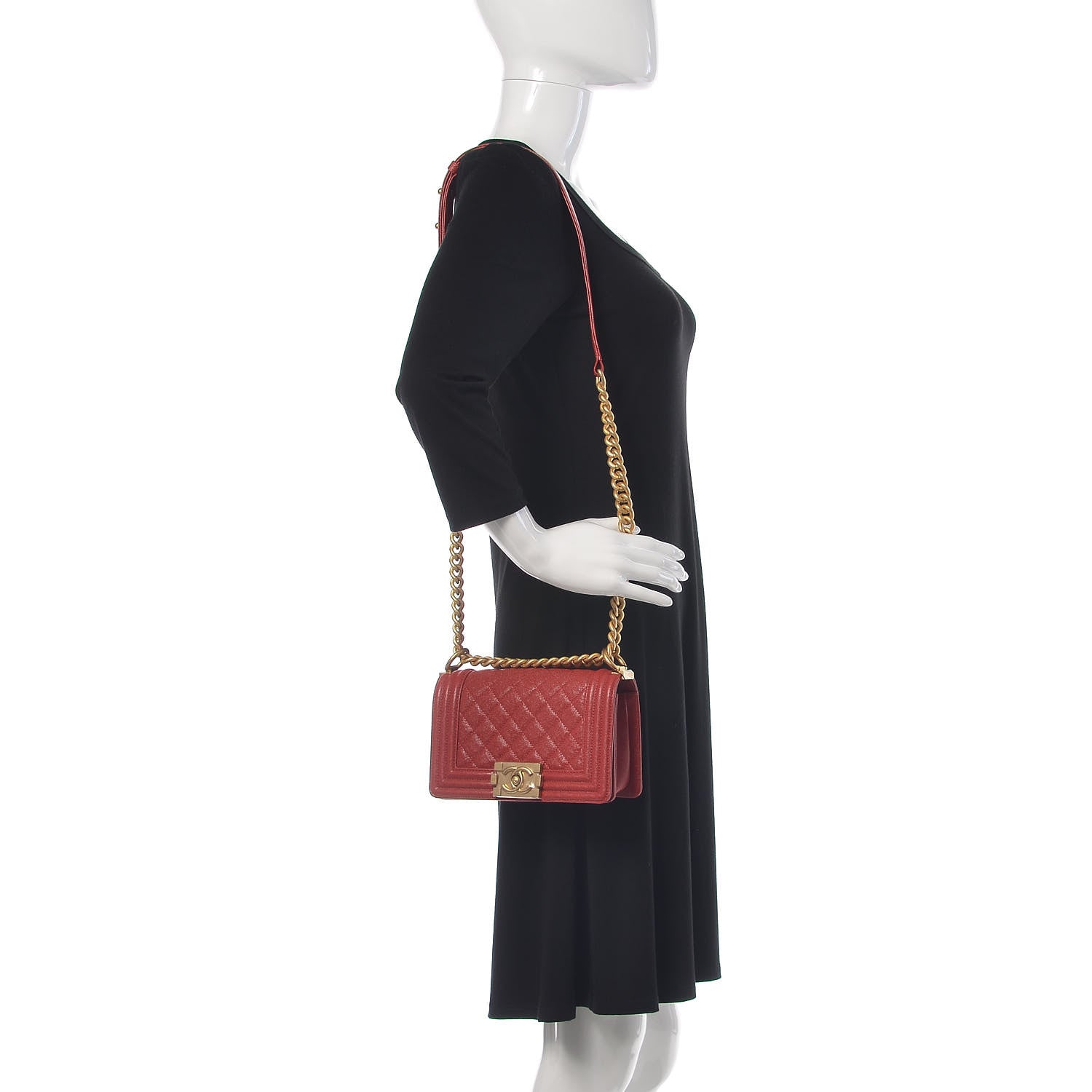 Chanel Caviar Quilted Small Boy Flap Dark Red 2 of 10