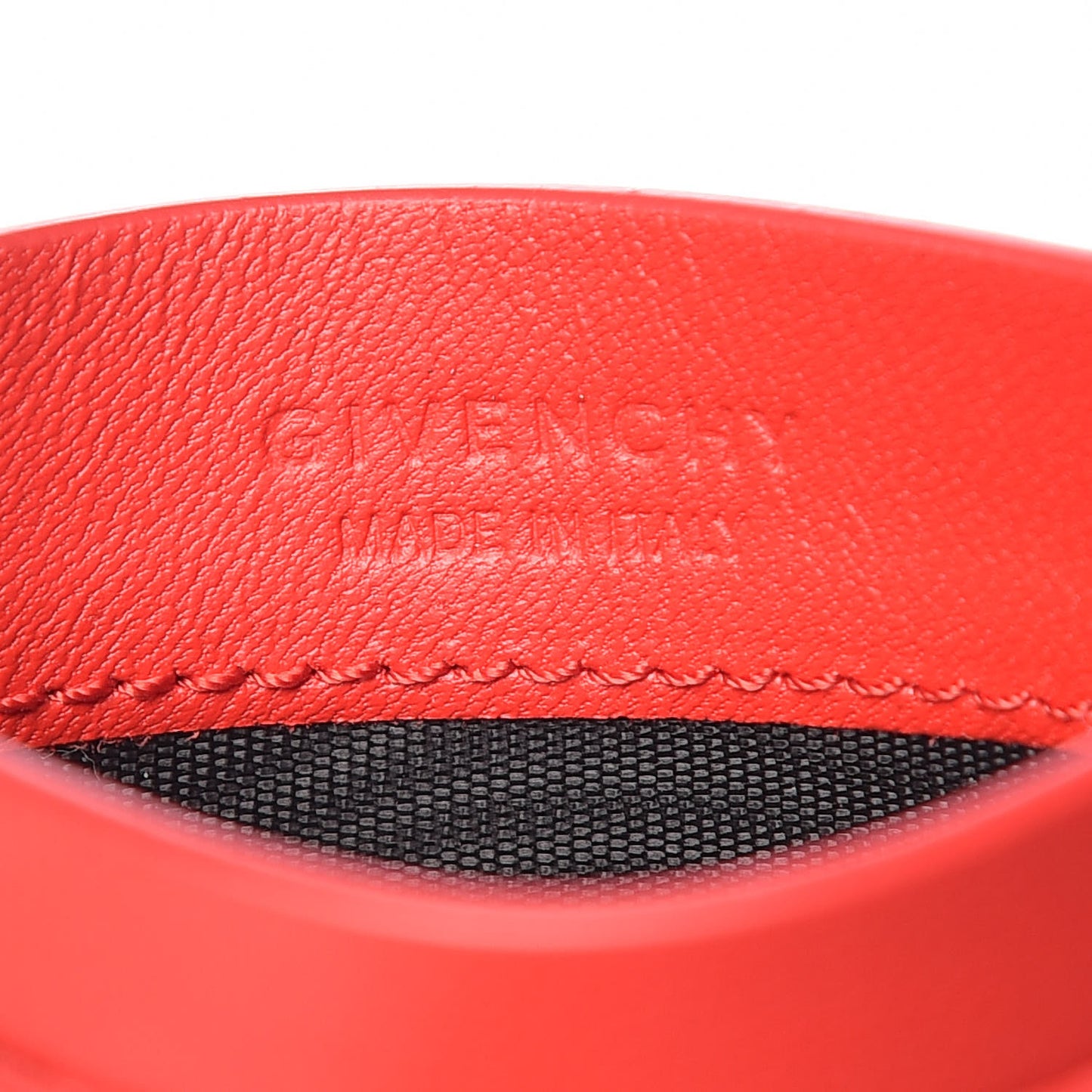 Lambskin Logo Emblem Card Holder Red