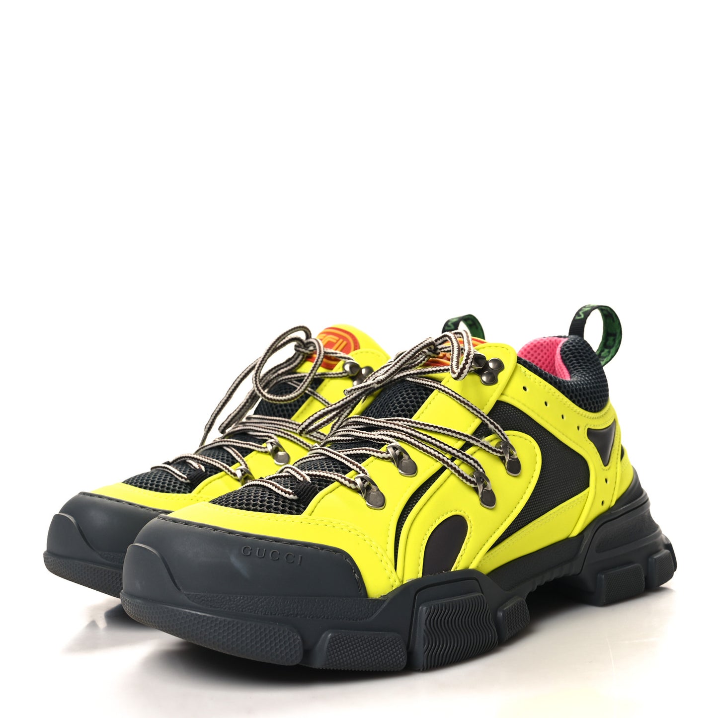 X SEGA Mesh Technical Canvas Calfskin Reflective Mens Flashtrek Sneakers 10 Neon Yellow Lotus