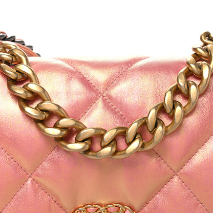Chanel Iridescent Lambskin Quilted Large Chanel 19 Flap Pink 8 of 10