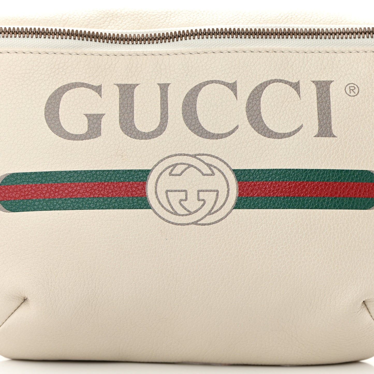 Grained Calfskin Logo Belt Bag White
