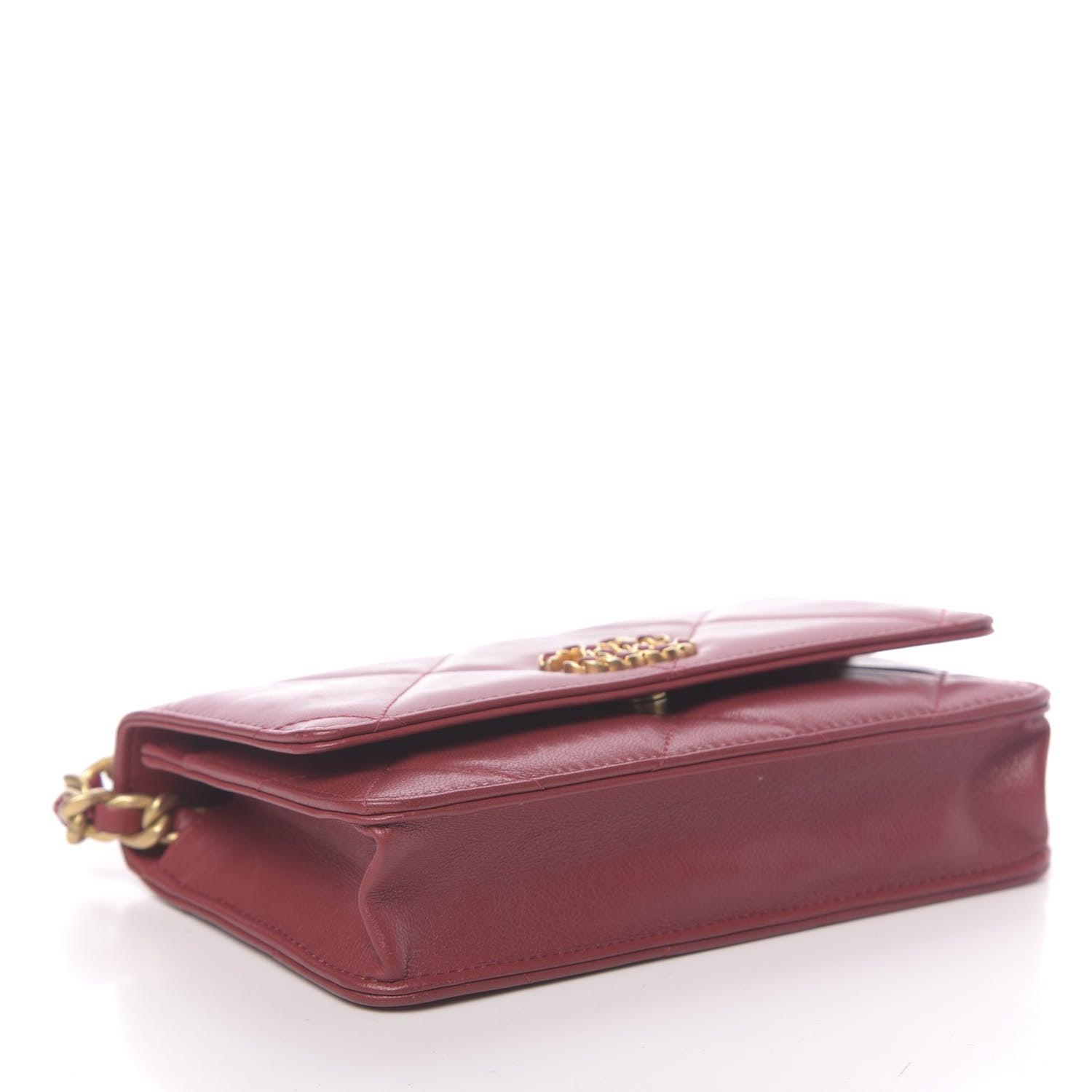 Chanel Goatskin Quilted 19 Wallet On Chain WOC Red 4 of 13