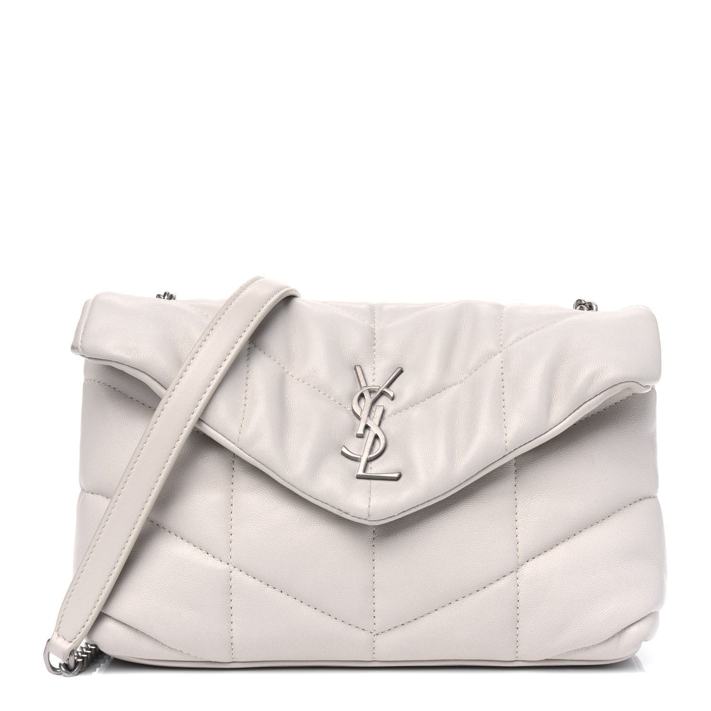 Lambskin Quilted Toy Loulou Puffer Monogram Chain Satchel Crema Soft
