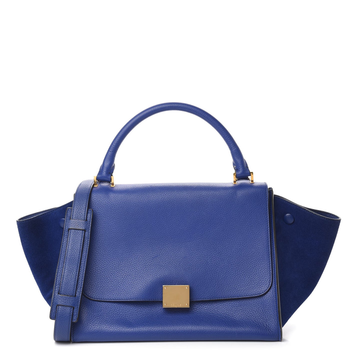 Drummed Calfskin Suede Small Trapeze Indigo