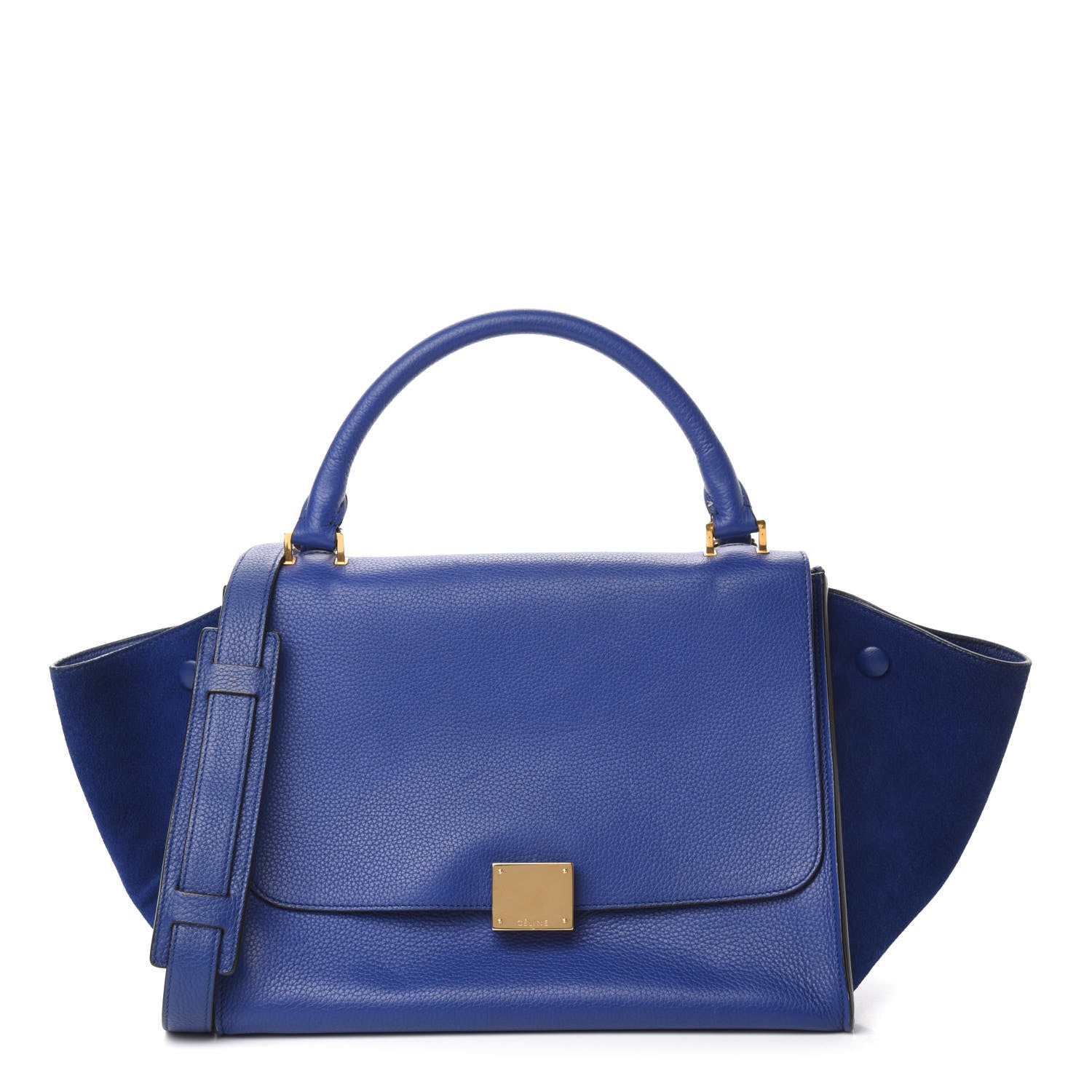 Celine Drummed Calfskin Suede Small Trapeze Indigo 1 of 12